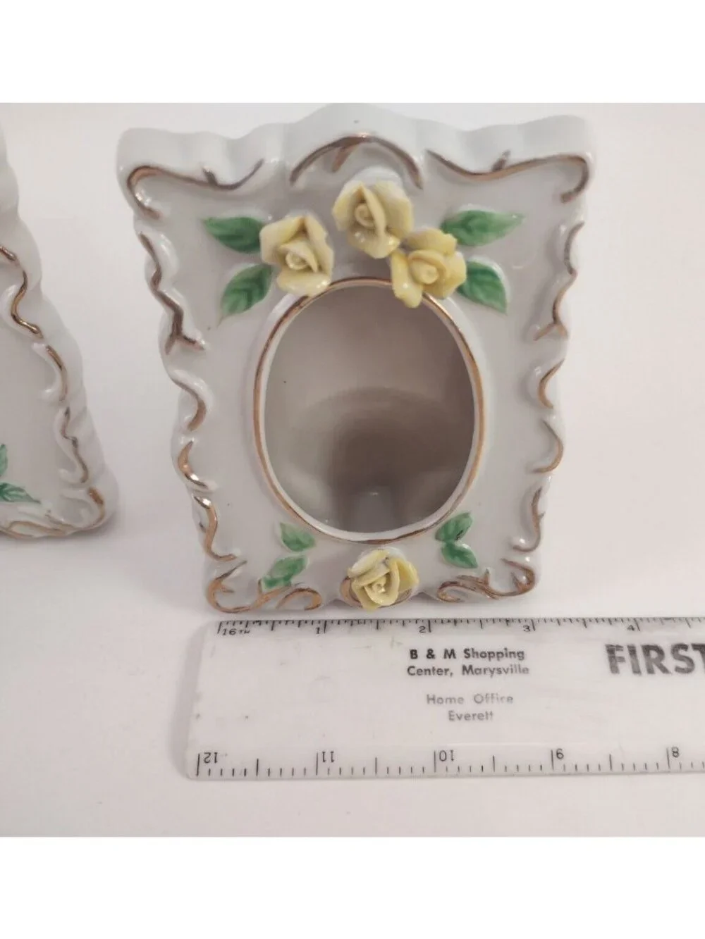 Vtg Yellow Rose Porcelain Picture Frames Hand Painted Flower Floral Lot of 4